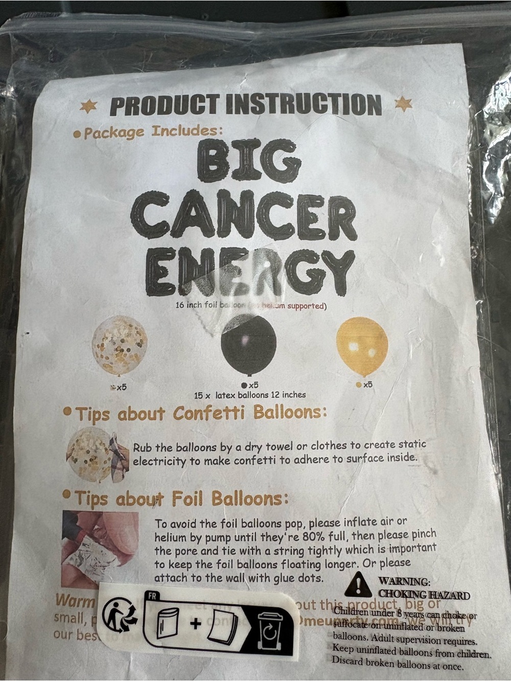 Big Cancer Energy Balloon Set